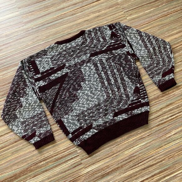 Jonathan Bryan Pullover Knit Sweater Red/Grey Textured Acrylic Vintage 90s - Picture 6 of 6